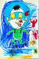 Colorful Fantasy Creature Adventure Drawing by a Child