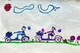 Cute Cycling Scene Drawing with Friends and Flowers