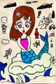 Cute Mermaid Cartoon Drawing with Ocean Elements