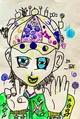 Kids Drawing of a Candy-Themed Character with Decorative Hat