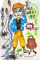 Kids Drawing of a Cool Cartoon Character with Backpack