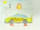 Kids Drawing of a Racing Car with Flames and Speed Theme