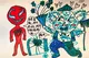Kids Drawing of Venom and Pigsy with Creative Cartoon Style