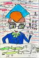 Kids Graduation Drawing with Cartoon Character and School Theme