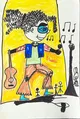 Kids Musician Drawing with Guitar and Stage Scene