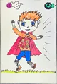 Kids Superhero Drawing with Cape and Action Pose