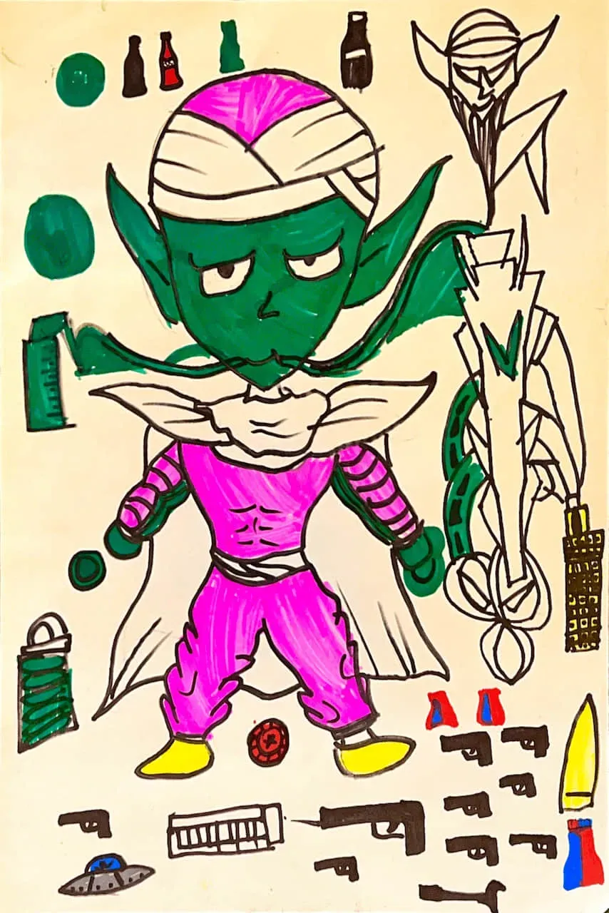 Piccolo (Dragon Ball) Character Drawing with Stylized Elements
