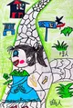 Playful Park Scene with Girl Drawing by a Child