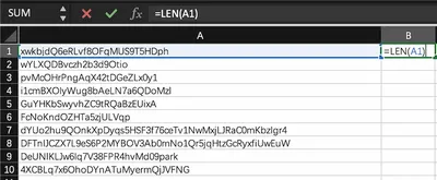 Excel - Sort columns based on character length(LEN)