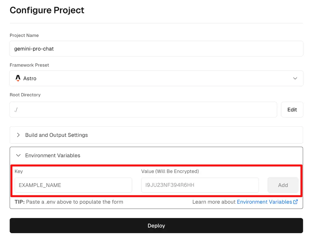 Google Gemini Deploy with Vercel