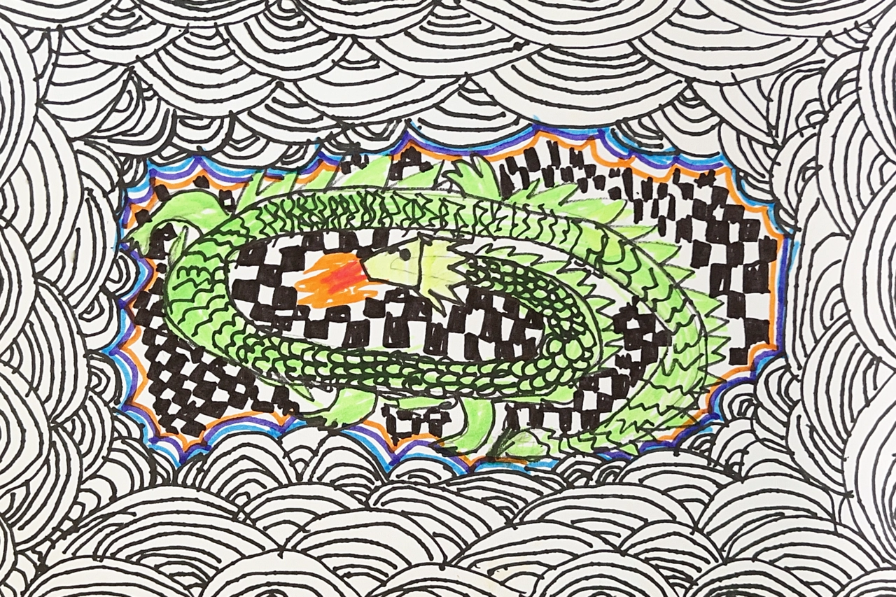 Coiled Dragon in Patterns