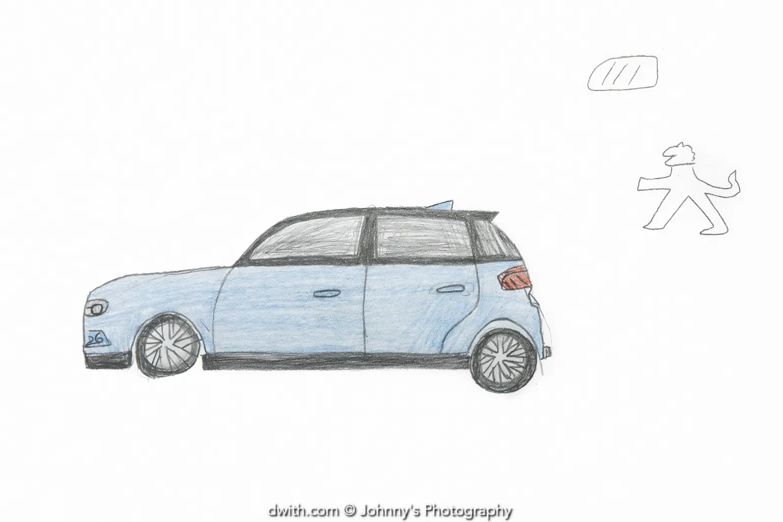 Peugeot 308S Hatchback – Side View Sketch