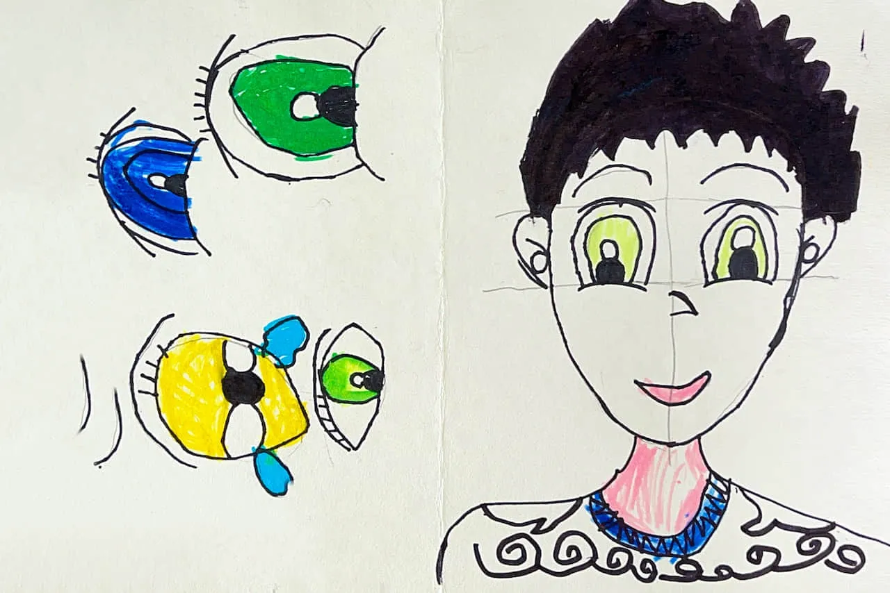 Kids Portrait Drawing with Eye Studies and Character Design