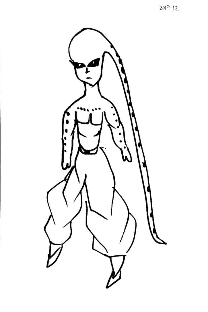 Minimalist Dragon Ball–Inspired Alien Character Drawing