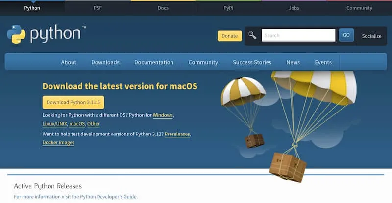 Python download page Python download page